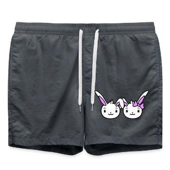 2 Lapins Deux Petite Amie Amour Couple Amoureux Mignon - Short de bain - charbon - Devant - AI Model Male 185 light (185cm)