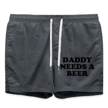 Daddy needs a beer - Swim Trunks - anthracite - Front - AI Model Male 185 light (185cm)