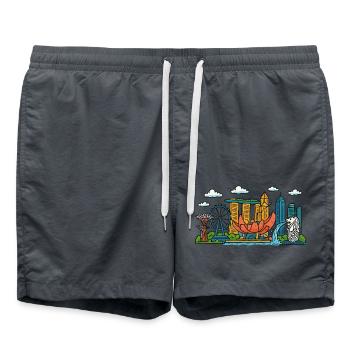 Horizon de la ville de Singapour - Short de bain - charbon - Devant - AI Model Male 185 light (185cm)