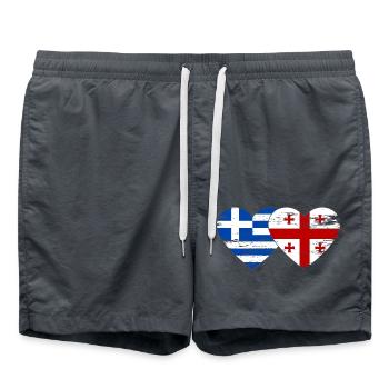 Grèce Géorgie Drapeau Coeur Utilisé - Short de bain - charbon - Devant - AI Model Male 185 light (185cm)
