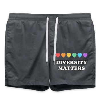 Vielfalt ist wichtig Regenbogenherzen - Badeshorts - Anthrazit - Vorne - AI Model Male 185 light (185cm)