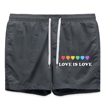 Love is Love Rainbow Hearts Mois de la fierté LGBTQ - Short de bain - charbon - Devant - AI Model Male 185 light (185cm)