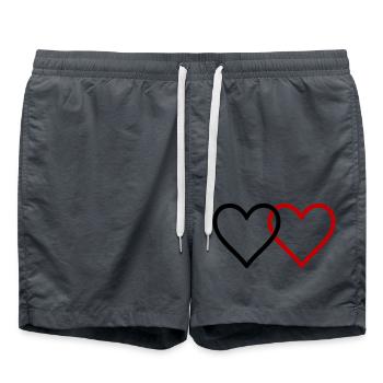 Coeurs Couple Amour - Short de bain - charbon - Devant - AI Model Male 185 light (185cm)