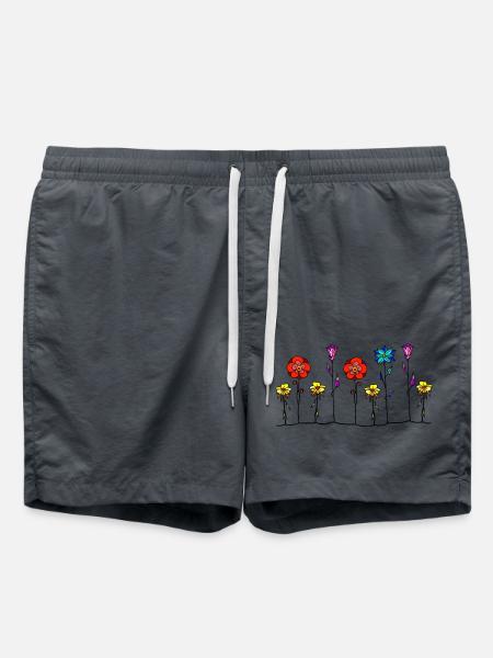 Blumen - Badeshorts - Anthrazit