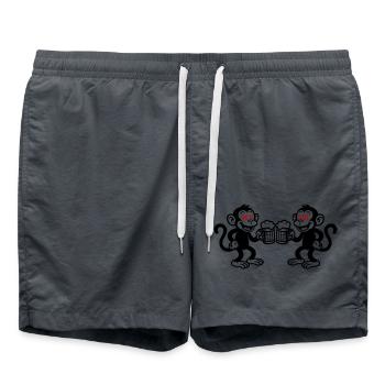 Bier Affe Saufen - Badeshorts - Anthrazit - Vorne - AI Model Male 185 light (185cm)