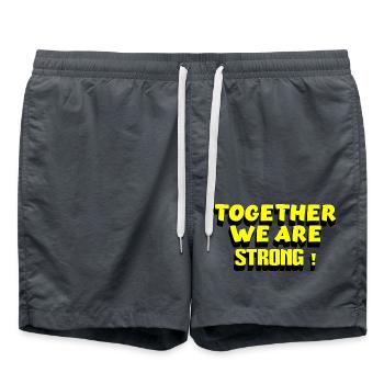 ENSEMBLE, NOUS SOMMES FORTS – Dicton de motivation rétro - Short de bain - charbon - Devant - AI Model Male 185 light (185cm)