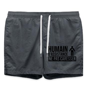 Humain d’assistance Ne pas caresser - Short de bain - charbon - Devant - AI Model Male 185 light (185cm)