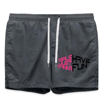 perspektive girls just wanna have fun spruch text - Badeshorts - Anthrazit - Vorne - AI Model Male 185 light (185cm)