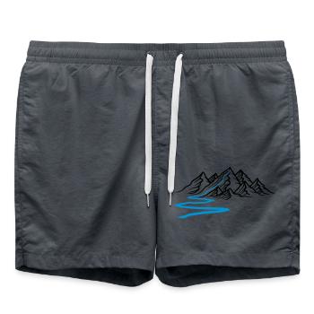 route fluss wanderweg berge huegel alpen wandern u - Badeshorts - Anthrazit - Vorne - AI Model Male 185 light (185cm)