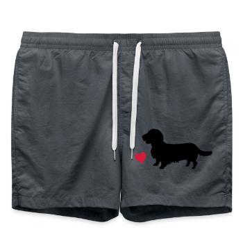 Rough-haired dachshund - Swim Trunks - anthracite - Front - AI Model Male 185 light (185cm)