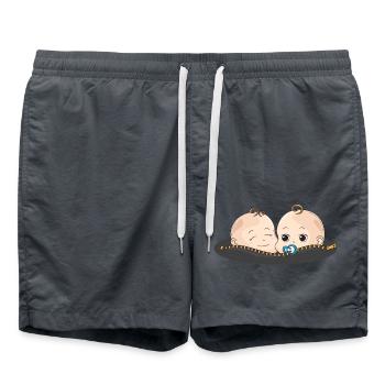 Zwillinge Baby Schnuller Geschenk Babybauch - Badeshorts - Anthrazit - Vorne - AI Model Male 185 light (185cm)