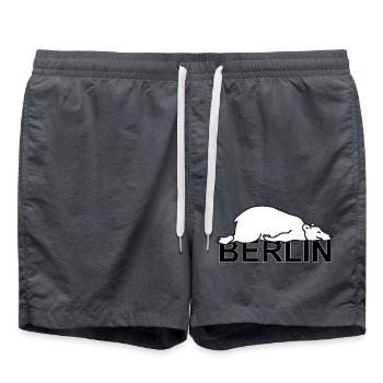 Berlin - Der faule Paule Deutschland Berliner Bär - Badeshorts - Anthrazit - Vorne - AI Model Male 185 light (185cm)