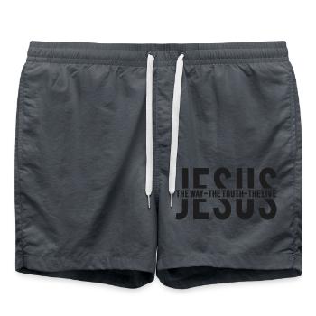 Jesus, the way, the truth, the live - Badeshorts - Anthrazit - Vorne - AI Model Male 185 light (185cm)