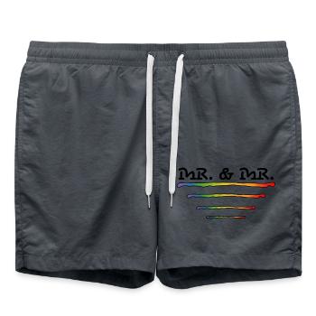 gay mr and mr gay wedding - Swim Trunks - anthracite - Front - AI Model Male 185 light (185cm)