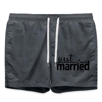 Just Married - Cadeau de lune de miel mignon pour couple - Short de bain - charbon - Devant - AI Model Male 185 light (185cm)