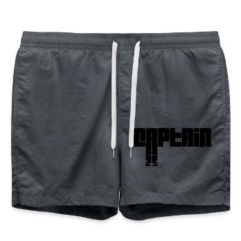 Text Captain Logo - Badeshorts - Anthrazit - Vorne - AI Model Male 185 light (185cm)