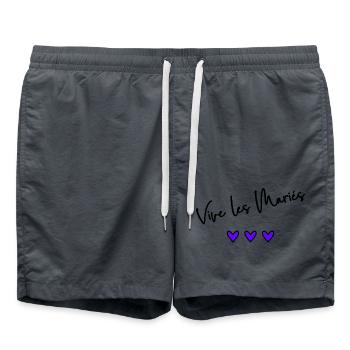 VIVE LES MARIES. EVJF. SAINT VALENTIN. JE T'AIME. - Short de bain - charbon - Devant - AI Model Male 185 light (185cm)