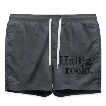 Hallig rockt - Textdesign mit Stadtnamen - Badeshorts - Anthrazit - Vorne - AI Model Male 185 light (185cm)