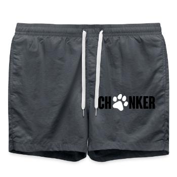 Chonker Schriftzug mit Katzenpfote - Schwarz Weiß - Badeshorts - Anthrazit - Vorne - AI Model Male 185 light (185cm)