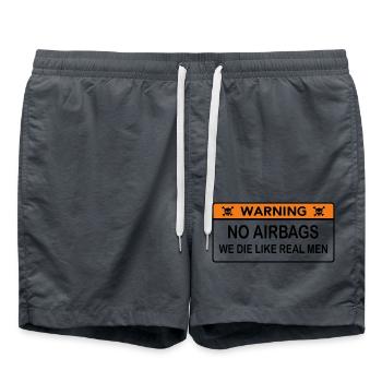 No Airbags we die like real men - Swim Trunks - anthracite - Front - AI Model Male 185 light (185cm)