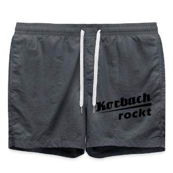 Korbach rockt - Textdesign mit Stadtnamen - Badeshorts - Anthrazit - Vorne - AI Model Male 185 light (185cm)