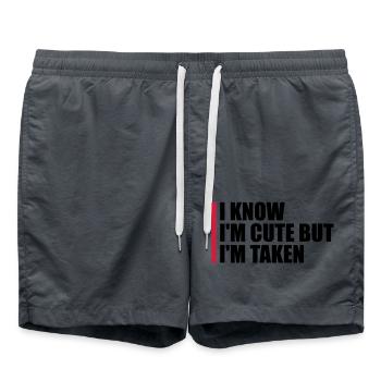 cute but taken quote - Swim Trunks - anthracite - Front - AI Model Male 185 light (185cm)