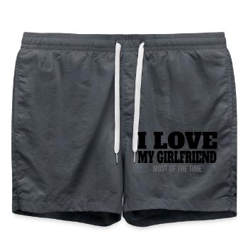 Cadeau de la Saint-Valentin Cher Couple Fiancé Partenaire - Short de bain - charbon - Devant - AI Model Male 185 light (185cm)