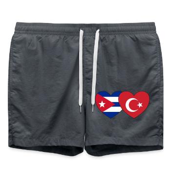 Cuba Turkey Flag Heart - Swim Trunks - anthracite - Front - AI Model Male 185 light (185cm)