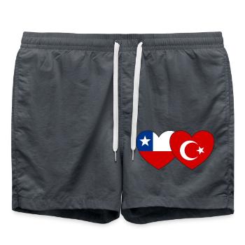 Chile Türkei Flagge Herz - Badeshorts - Anthrazit - Vorne - AI Model Male 185 light (185cm)