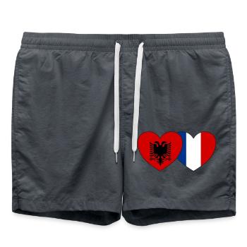 Albanie France Flag Coeur - Short de bain - charbon - Devant - AI Model Male 185 light (185cm)