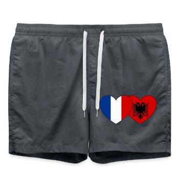 France Albania Flag Heart - Swim Trunks - anthracite - Front - AI Model Male 185 light (185cm)