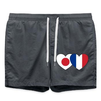 Japon France Flag Coeur - Short de bain - charbon - Devant - AI Model Male 185 light (185cm)