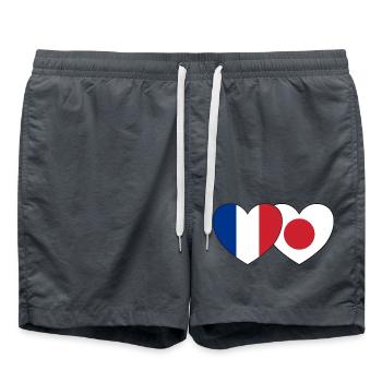 France Japan Flag Heart - Swim Trunks - anthracite - Front - AI Model Male 185 light (185cm)