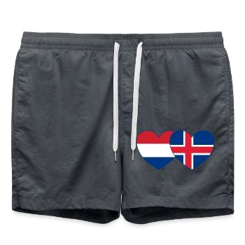 Holland Iceland Flag Heart - Swim Trunks - anthracite - Front - AI Model Male 185 light (185cm)
