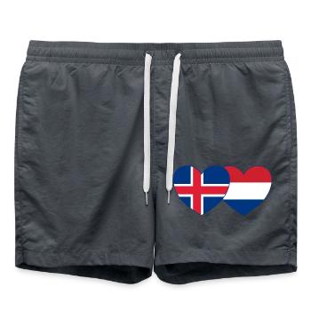 Iceland Holland Flag Heart - Swim Trunks - anthracite - Front - AI Model Male 185 light (185cm)