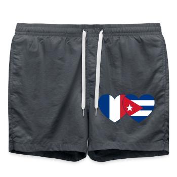 France Coeur de drapeau cubain - Short de bain - charbon - Devant - AI Model Male 185 light (185cm)