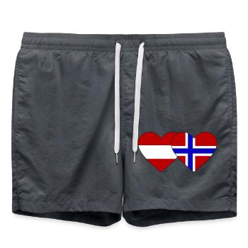 Norway Austria Flag Heart - Swim Trunks - anthracite - Front - AI Model Male 185 light (185cm)