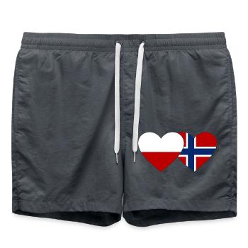 Poland Norway Flag Heart - Swim Trunks - anthracite - Front - AI Model Male 185 light (185cm)
