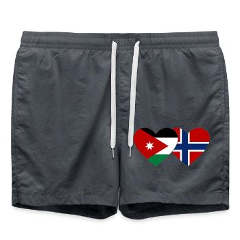 Jordaniend Norwegen Flagge Herz - Badeshorts - Anthrazit - Vorne - AI Model Male 185 light (185cm)