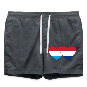 Luxembourg Holland Flag Heart - Short de bain - charbon - Devant - AI Model Male 185 light (185cm)