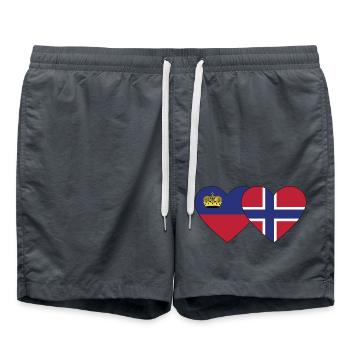 Liechtenstein Norvège Drapeau Coeur - Short de bain - charbon - Devant - AI Model Male 185 light (185cm)