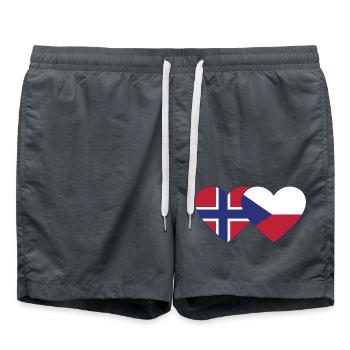 Norvège République tchèque Flag Heart - Short de bain - charbon - Devant - AI Model Male 185 light (185cm)