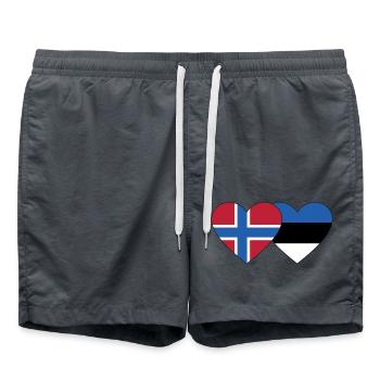 Norway Estonia Flag Heart - Swim Trunks - anthracite - Front - AI Model Male 185 light (185cm)