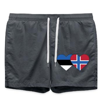 Estonia Norway Flag Heart - Swim Trunks - anthracite - Front - AI Model Male 185 light (185cm)