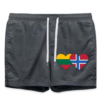 Lithuania Norway Flag Heart - Swim Trunks - anthracite - Front - AI Model Male 185 light (185cm)