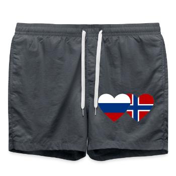 Russland Norwegen Flagge Herz - Badeshorts - Anthrazit - Vorne - AI Model Male 185 light (185cm)
