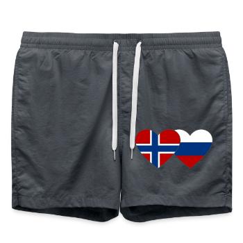 Norwegen Russland Flagge Herz - Badeshorts - Anthrazit - Vorne - AI Model Male 185 light (185cm)