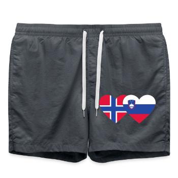 Norway Slovenia Flag Heart - Swim Trunks - anthracite - Front - AI Model Male 185 light (185cm)