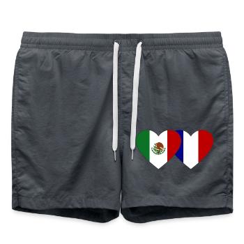 Mexico France Flag Heart - Swim Trunks - anthracite - Front - AI Model Male 185 light (185cm)