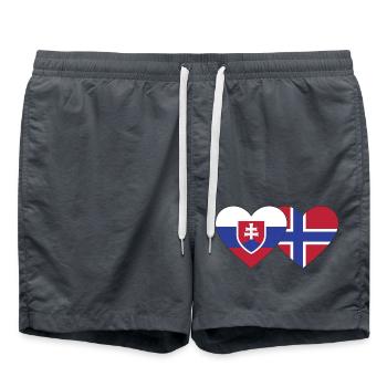Slovakia Norway Flag Heart - Swim Trunks - anthracite - Front - AI Model Male 185 light (185cm)